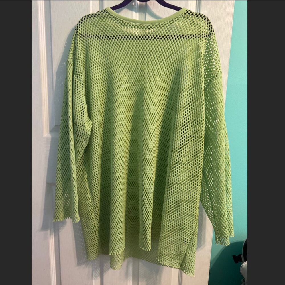 PUNYUS Japan Sample Lime Green Mesh Top Oversized XL 2X Streetwear